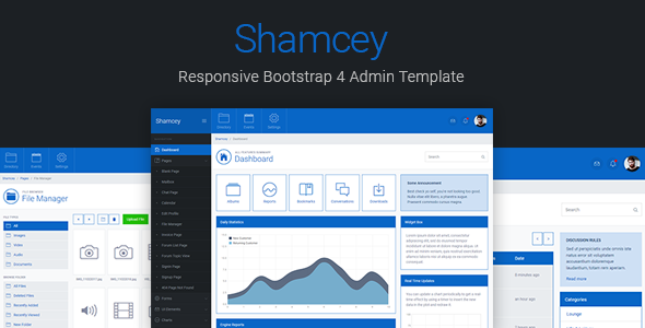 01 screenshot.  large preview - Shamcey Metro Style Bootstrap 4 Admin Template