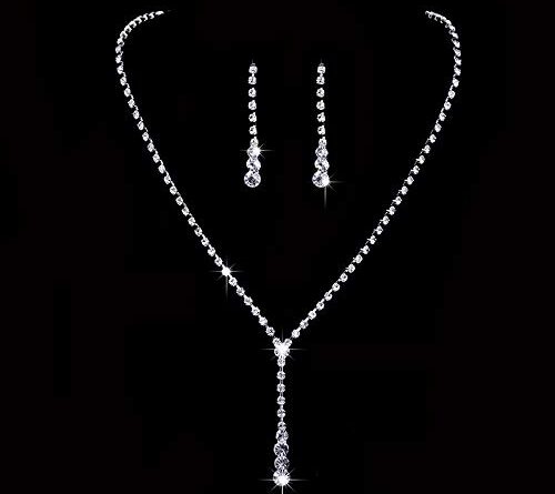 1644216185 31rJTt6Jz7L 500x445 - Jakawin Bride Silver Bridal Necklace Earrings Set Crystal Wedding Jewelry Set Rhinestone Choker Necklace for Women and Girls (Set of 3) (NK143-3)