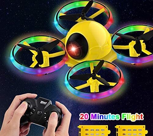 1645735962 51QktO4JPKL. AC  500x445 - Dwi Dowellin 6.3 Inch 10 Minutes Long Flight Time Mini Drone Crash Proof for Kids with Blinking Light One Key Take Off Spin Flips RC Nano Quadcopter Toys Drones for Beginners Boys and Girls, Yellow