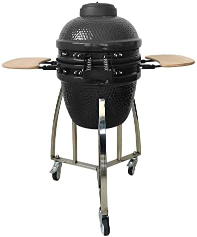 31jq0c1gpCL. AC  - Lifesmart 133" Cooking Surface, 6-In-1 Kamado Grill with Stainless Steel Cart, Includes Electric Starter, Grill Cover, Pizza Stone, Built-in Thermometer