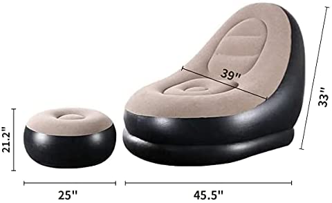 31mSa5vb0RS. AC  - PLKO Inflatable Chair with Household air Pump,air Sofa Inflatable Couch,Inflatable Lounge Chair for Indoor LivingRoom Bedroom ReadingRoom Office Balcony,Outdoor Travel Camping Picnic(Beige and Black)