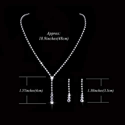 31oMgQGeKhL - Jakawin Bride Silver Bridal Necklace Earrings Set Crystal Wedding Jewelry Set Rhinestone Choker Necklace for Women and Girls (Set of 3) (NK143-3)