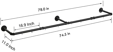 31vou 3legL. AC  - 74.5" Super Long Industrial Pipe Clothing Rack 73 inch, Hanging Rod for Closet, Wall Mounted Multi Purpose (73 inch 1 Pack)
