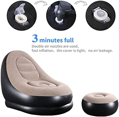 41Xkfvu6fIS. AC  - PLKO Inflatable Chair with Household air Pump,air Sofa Inflatable Couch,Inflatable Lounge Chair for Indoor LivingRoom Bedroom ReadingRoom Office Balcony,Outdoor Travel Camping Picnic(Beige and Black)