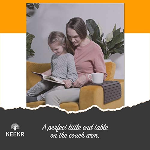 41e0TPAvjlL. AC  - KEEKR Bamboo Couch Tray - Sofa Arm Table Holder for Food, Snack, Drinks, Beverage Coaster - Universal Size Couch Arm Table - Adjustable, Durable & Portable - Suitable for Cups, Glasses, Remote, Phone