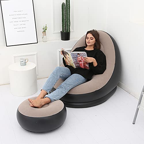 41iyn 3UzQS. AC  - PLKO Inflatable Chair with Household air Pump,air Sofa Inflatable Couch,Inflatable Lounge Chair for Indoor LivingRoom Bedroom ReadingRoom Office Balcony,Outdoor Travel Camping Picnic(Beige and Black)