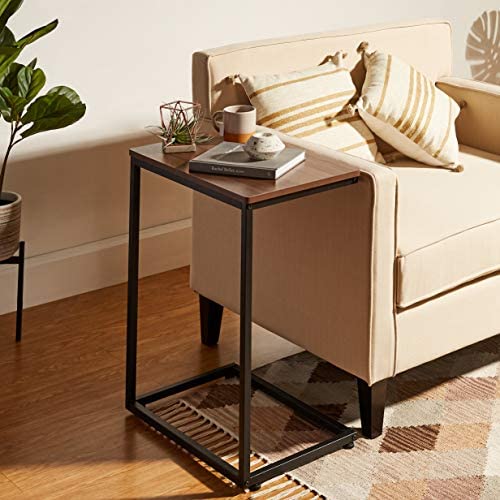 5147c3QNkKL. AC  - AZL1 Life Concept C Sofa Side, End Snack Wood Finish and Metal Frame, Couch Tables That Slide Under for Living Room and Small Spaces-Easy Assembly,Rustic Brown