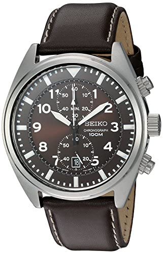 516EvNUqJQL. AC  - Seiko Men's SNN241 Stainless Steel Watch with Brown Leather Band