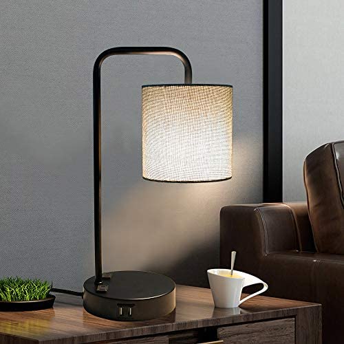 519HXJEJTkL. AC  - Industrial Touch Control Table Lamp with Shade, 2 USB Charging Ports and 2 Power Outlets, 3 Way Dimmable Vintage Nightstand Lamp for Living Room, Bedroom, Office, 6W LED Bulb Included
