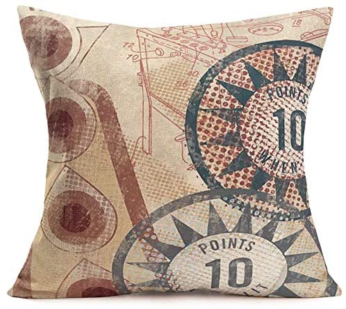 519qNZ1efuL. AC  - Smilyard Throw Pillow Covers Vintage Pinball Game Pattern Pillows Decorative Pillow Cover Cotton Linen Word Pillow Case Rustic Cushion Cover for Sofa 18x18 Inch Set of 4 (Pinball Game Set)
