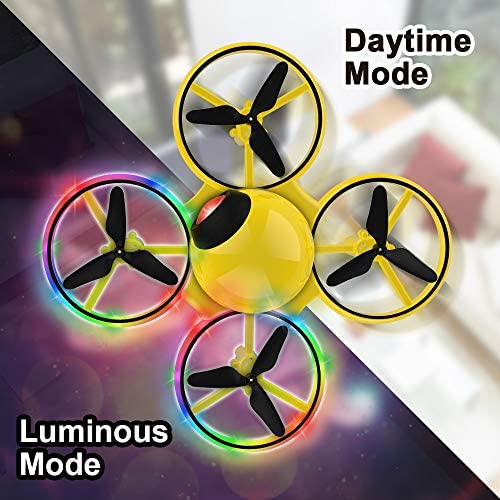 51M1AuxcN4L. AC  - Dwi Dowellin 6.3 Inch 10 Minutes Long Flight Time Mini Drone Crash Proof for Kids with Blinking Light One Key Take Off Spin Flips RC Nano Quadcopter Toys Drones for Beginners Boys and Girls, Yellow