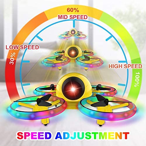 51M212cEwdL. AC  - Dwi Dowellin 6.3 Inch 10 Minutes Long Flight Time Mini Drone Crash Proof for Kids with Blinking Light One Key Take Off Spin Flips RC Nano Quadcopter Toys Drones for Beginners Boys and Girls, Yellow