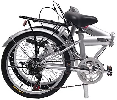 51SU6zvNAEL. AC  - IDS Home unYOUsual U Transformer 20" Folding City Bike Bicycle 6 Speed Shimano Gear Steel Frame Mudguard Rear Carrier Front Rear Wheel Reflectors