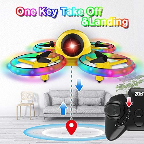 51hivsiQdyL. AC  - Dwi Dowellin 6.3 Inch 10 Minutes Long Flight Time Mini Drone Crash Proof for Kids with Blinking Light One Key Take Off Spin Flips RC Nano Quadcopter Toys Drones for Beginners Boys and Girls, Yellow