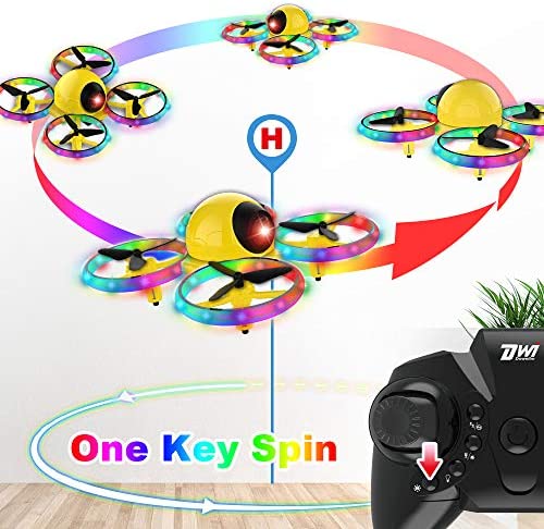 51jGrZvfw3L. AC  - Dwi Dowellin 6.3 Inch 10 Minutes Long Flight Time Mini Drone Crash Proof for Kids with Blinking Light One Key Take Off Spin Flips RC Nano Quadcopter Toys Drones for Beginners Boys and Girls, Yellow
