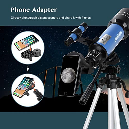 51z6m40ifhL. AC  - AOMEKIE Telescope for Adults Kids 70mm Apture Astronomical Telescope for Beginners Refracting Telescope with 3X Barlow Lens Moon Filter Phone Adapter Tripod Carry Bag