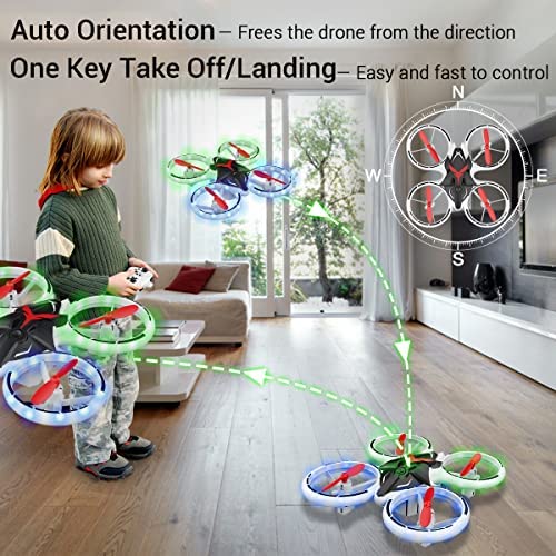 51zfXI+l9sL. AC  - NXONE Drone for Kids and Beginners Mini RC Helicopter Quadcopter Drone with LED Lights, Altitude Hold, Headless Mode, 3D Flips, One Key Take Off/Landing and Extra Batteries, Kids Drone Toys Gifts for Boys and Girls with Remote Control (Black Red)