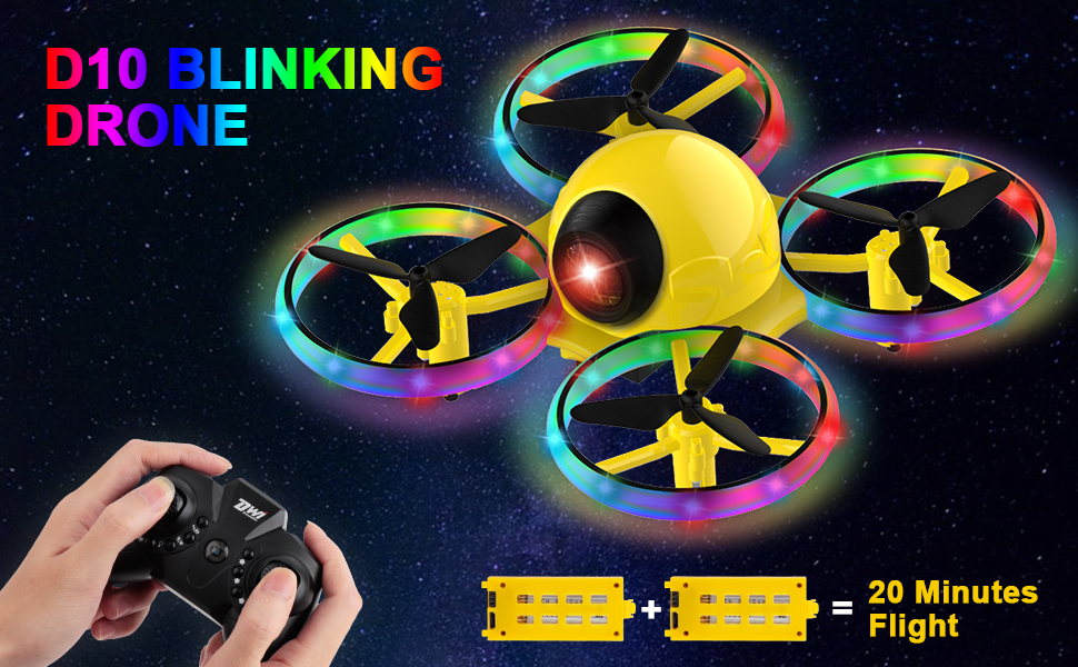b132d06c 9361 4c42 9edb f420889edbe4.  CR0,0,970,600 PT0 SX970 V1    - Dwi Dowellin 6.3 Inch 10 Minutes Long Flight Time Mini Drone Crash Proof for Kids with Blinking Light One Key Take Off Spin Flips RC Nano Quadcopter Toys Drones for Beginners Boys and Girls, Yellow