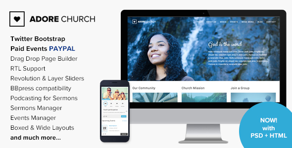 preview image1 large preview.  large preview - Adore Church - Responsive WordPress Theme