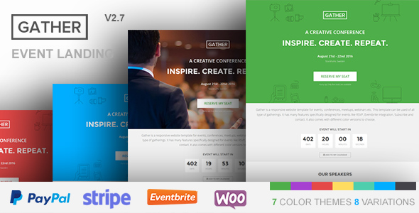 theme preview.  large preview - Gather - Event & Conference WP Landing Page Theme
