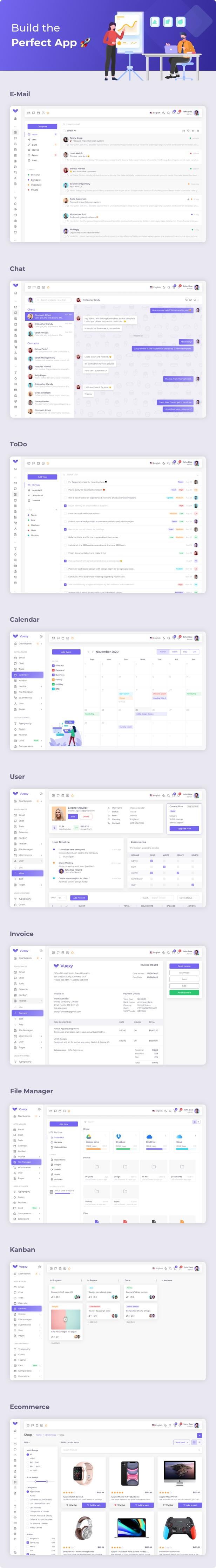 10 applications - Vuexy – Figma Admin Dashboard UI Kit Template with Atomic Design System
