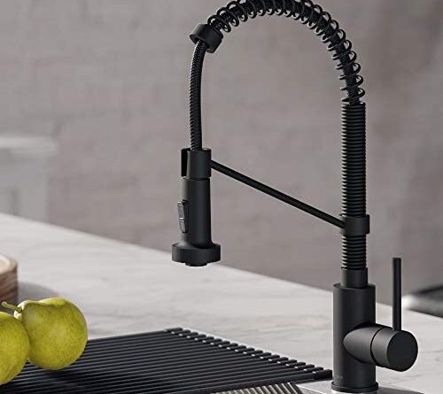 1648469259 41J64gV4CLL. AC  500x445 - Kraus KPF-1610MB Bolden 18-Inch Commercial Kitchen Faucet with Dual Function Pull-Down Sprayhead in all-Brite Finish, 18 inch, Matte Black