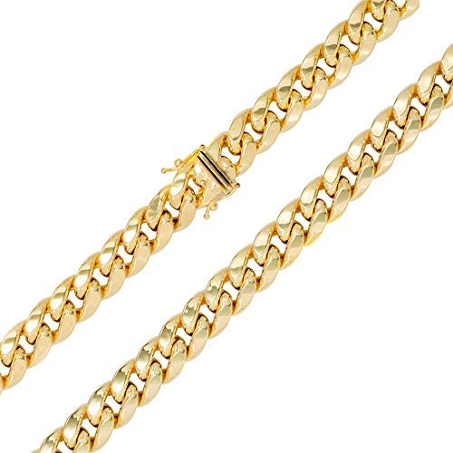 412BCY8IQLL. AC  - Nuragold 10k Yellow Gold 11mm Miami Cuban Link Chain Necklace, Mens Thick Jewelry Box Clasp 22" 24" 26" 28" 30"