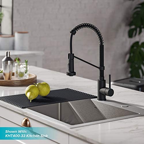 418LUvNR2qL. AC  - Kraus KPF-1610MB Bolden 18-Inch Commercial Kitchen Faucet with Dual Function Pull-Down Sprayhead in all-Brite Finish, 18 inch, Matte Black