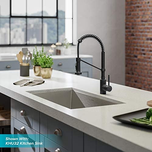 41Pjrr+hRAL. AC  - Kraus KPF-1610MB Bolden 18-Inch Commercial Kitchen Faucet with Dual Function Pull-Down Sprayhead in all-Brite Finish, 18 inch, Matte Black