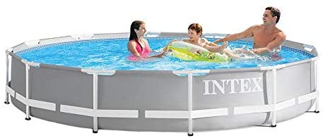 41T9K7TaD7L. AC  - Intex 26710EH Prism 12ft x 30in Prism Frame Outdoor Above Ground Round Swimming Pool with Easy Set-Up & Fits up to 6 People (Filter Pump Not Included)