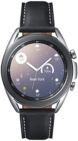 41lHJb9UlBS. AC  - Samsung Galaxy Watch 3 Stainless Steel (41mm) SpO2 Oxygen, Sleep, GPS Sports + Fitness Smartwatch, IP68 Water Resistant, International Model SM-R850 (Fast Charge Cube Bundle, Mystic Silver) (Renewed)