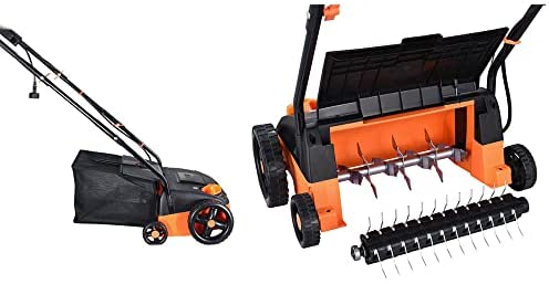 41x82UuESlL. AC  - Lawn Dethatcher Scarifier, 11 Amp Electric Lawn Dethatcher with a Replacement Raking, 12 Inch Working Width,4 Central Adjustable Heights, Tool-Free Assembly, 8 Gallon Grass Collection Bag , N-02