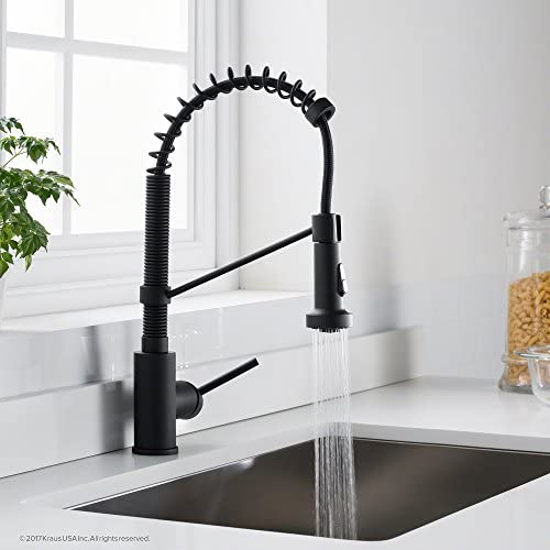 51 mJJg4qAL. AC  - Kraus KPF-1610MB Bolden 18-Inch Commercial Kitchen Faucet with Dual Function Pull-Down Sprayhead in all-Brite Finish, 18 inch, Matte Black