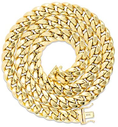 51Hi+Hf0D2L. AC  - Nuragold 10k Yellow Gold 11mm Miami Cuban Link Chain Necklace, Mens Thick Jewelry Box Clasp 22" 24" 26" 28" 30"