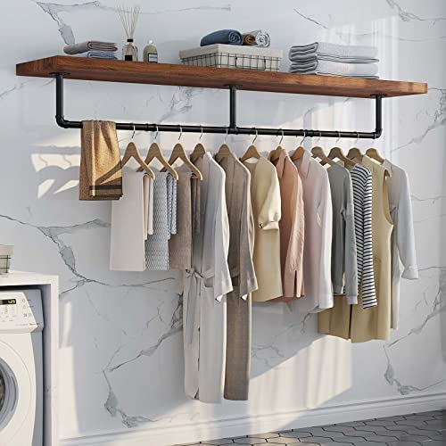 51IJ1K4 XYL. AC  - Greenstell Clothes Rack, 72.5 Inches Industrial Pipe Wall Mounted Garment Rack, Space-Saving Heavy Duty Hanging Clothes Rack, Detachable Garment Bar, Multi-Purpose Hanging Rod for Closet Storage 3 Base