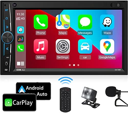 51MGAKYpSbL. AC  - Car Stereo Carplay Android Auto: Double Din Car Radio 7 Inch HD Capacitive Touchscreen – Bluetooth Car Audio Receiver – LCD Display | Mirrorlink | Backup Camera | USB SD A/V Input | AM FM Radio