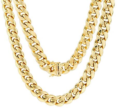 51N9TypbEL. AC  - Nuragold 10k Yellow Gold 11mm Miami Cuban Link Chain Necklace, Mens Thick Jewelry Box Clasp 22" 24" 26" 28" 30"