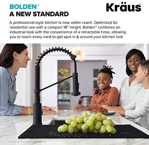 51bKxvazK3L. AC  - Kraus KPF-1610MB Bolden 18-Inch Commercial Kitchen Faucet with Dual Function Pull-Down Sprayhead in all-Brite Finish, 18 inch, Matte Black