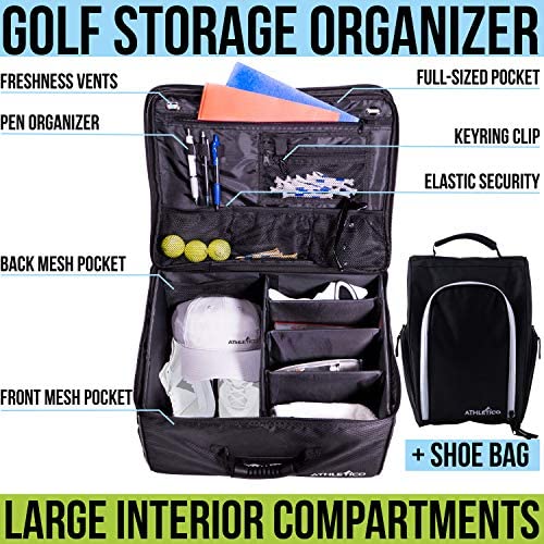 51gUGDUixRL. AC  - Athletico Golf Trunk Organizer + Shoe Bag (Black)