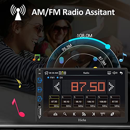 51hgFWPR0rL. AC  - Double Din Car Stereo Compatible with Apple Carplay & Android Auto, Hieha 7 Inch LCD Touch Screen Car Radio with Bluetooth, Backup Camera, AM/FM Audio Receiver, Mirror Link, AUX Input|AM|FM|SWC