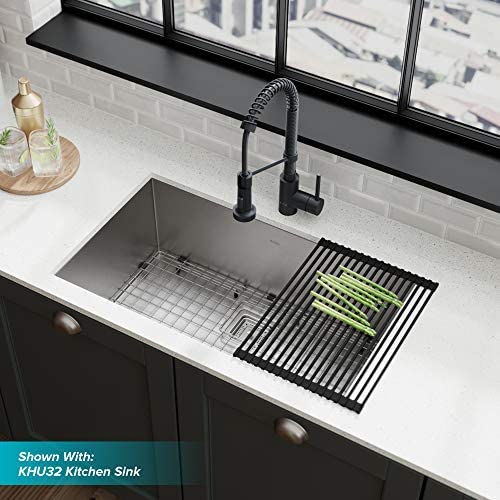 51q23sIKTkL. AC  - Kraus KPF-1610MB Bolden 18-Inch Commercial Kitchen Faucet with Dual Function Pull-Down Sprayhead in all-Brite Finish, 18 inch, Matte Black