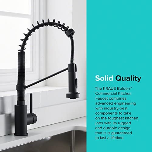 51t6ElviFGL. AC  - Kraus KPF-1610MB Bolden 18-Inch Commercial Kitchen Faucet with Dual Function Pull-Down Sprayhead in all-Brite Finish, 18 inch, Matte Black