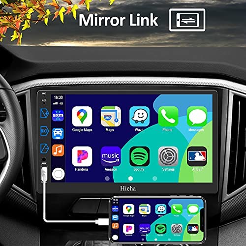 51tlttHnqxL. AC  - Double Din Car Stereo Compatible with Apple Carplay & Android Auto, Hieha 7 Inch LCD Touch Screen Car Radio with Bluetooth, Backup Camera, AM/FM Audio Receiver, Mirror Link, AUX Input|AM|FM|SWC