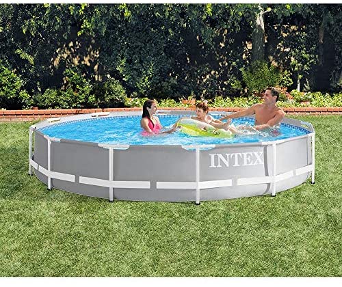 61GJxYw N4L. AC  - Intex 26710EH Prism 12ft x 30in Prism Frame Outdoor Above Ground Round Swimming Pool with Easy Set-Up & Fits up to 6 People (Filter Pump Not Included)