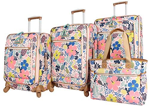 61ZKuWhRjL. AC  - Lily Bloom Luggage Set 4 Piece Suitcase Collection With Spinner Wheels For Woman (Trop Pineapple)