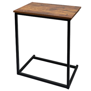704efe2c e256 4f99 87cb 8167cd7c0030.  CR0,0,300,300 PT0 SX300 V1    - CRDOKA Snack Side Table, Rustic C Shaped End Table with Metal Frame, Sturdy Couch Table for Laptop Sofa Living Room Bedroom（Dark Walnut）