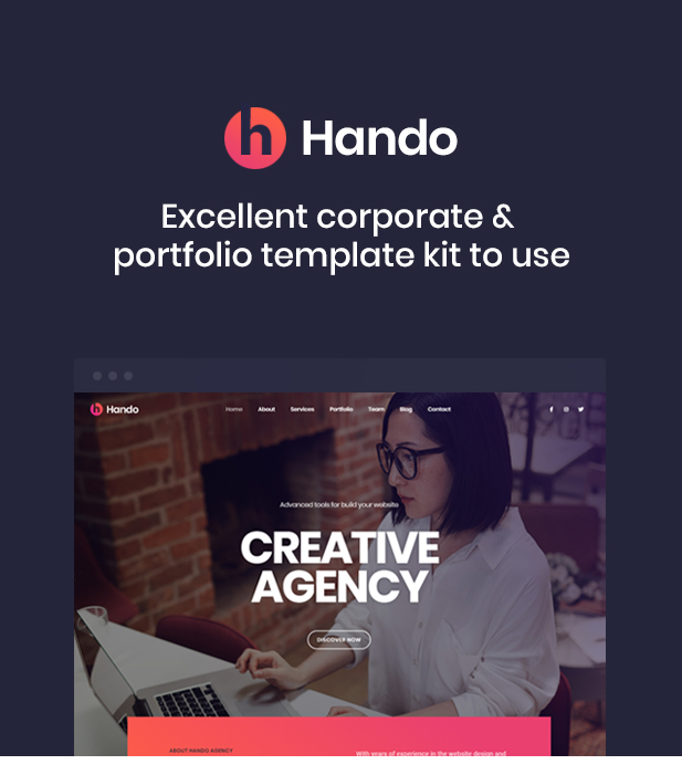 hando portfolio template kit - Hando - Corporate & Portfolio Elementor Template Kit