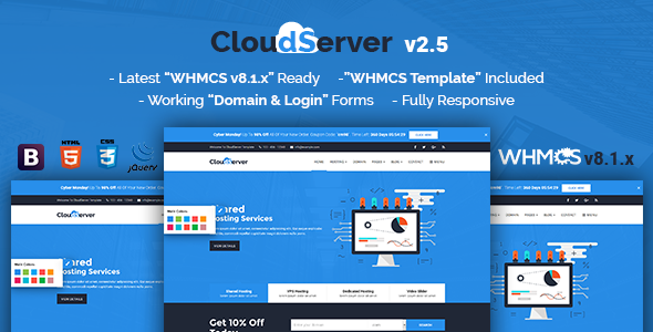 01 cloudserver.  large preview - CloudServer | Responsive HTML5 Technology, Web Hosting and WHMCS Template