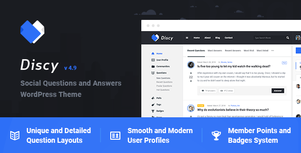 01 preview.  large preview - Discy - Social Questions and Answers WordPress Theme
