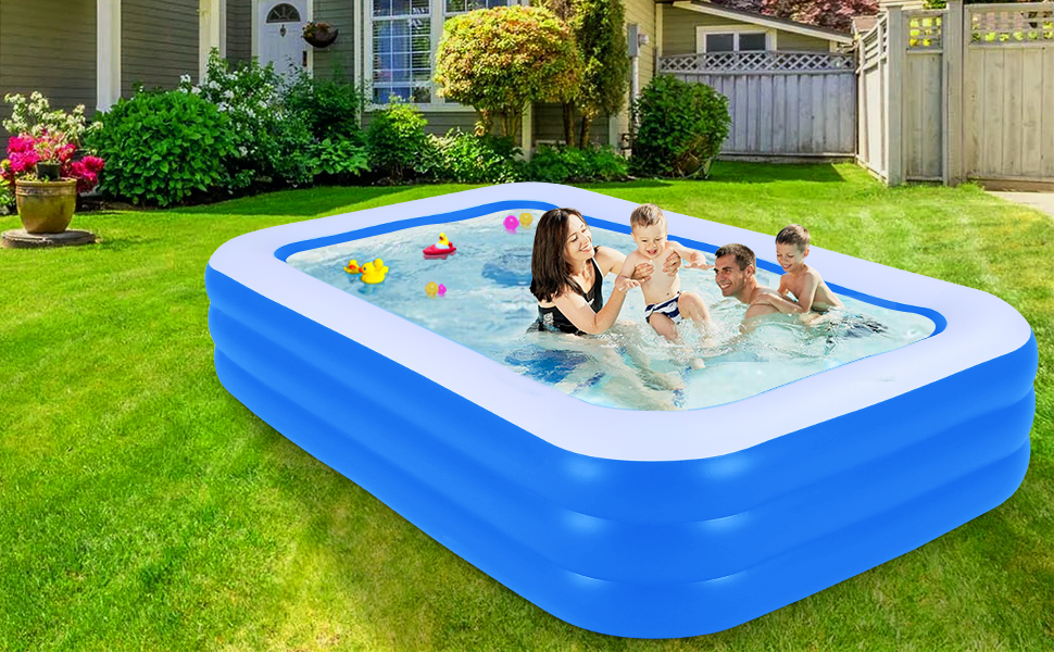 0d11fe81 7245 4590 a3f2 89607c00523b.  CR0,0,970,600 PT0 SX970 V1    - Inflatable Swimming Pool, 120 x 72 x 22 inches Family Full-Sized Lounge Pool, Rectangular Blow Up Pool for, Kiddie, Toddlers, Adults